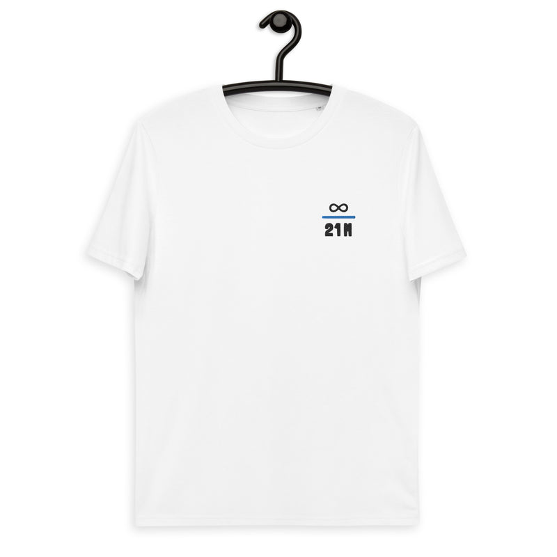 Infinity Divided by 21 Mio Bitcoin Knut Svanholm Embroidered Men's Organic Cotton T-Shirt