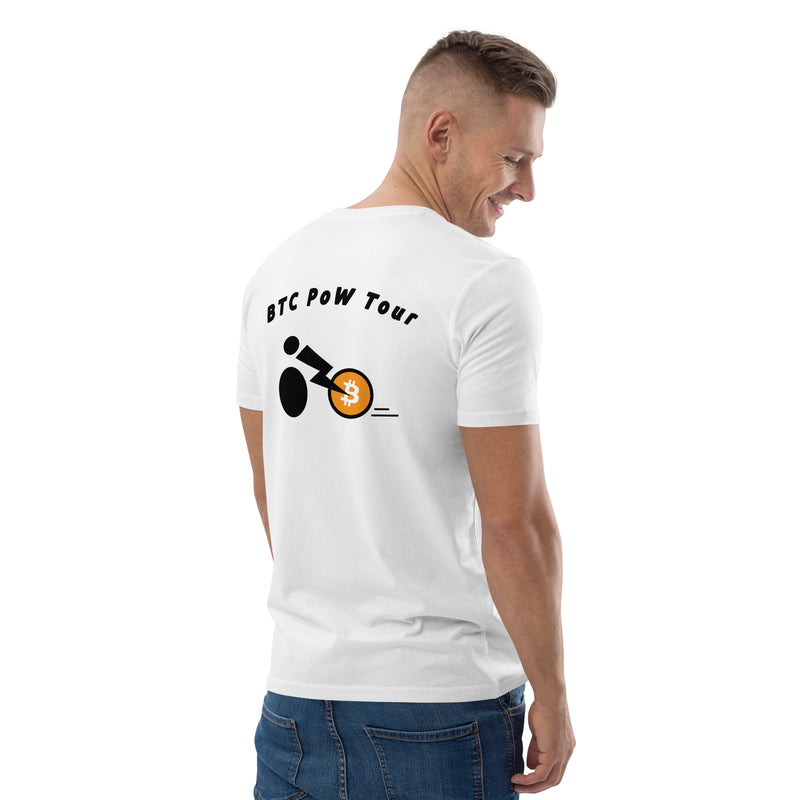BTC POW Tour Front Embroidered & Back Printed Men's Organic Cotton | Bitcoin T-Shirt