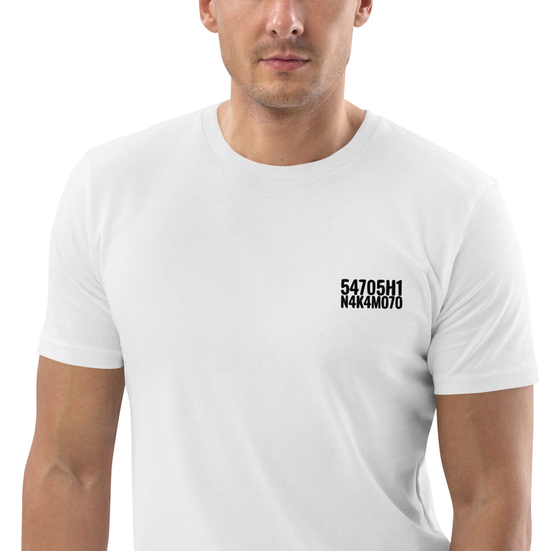 Satoshi Nakamoto Embroidered Men's Organic Cotton | Bitcoin T-Shirt