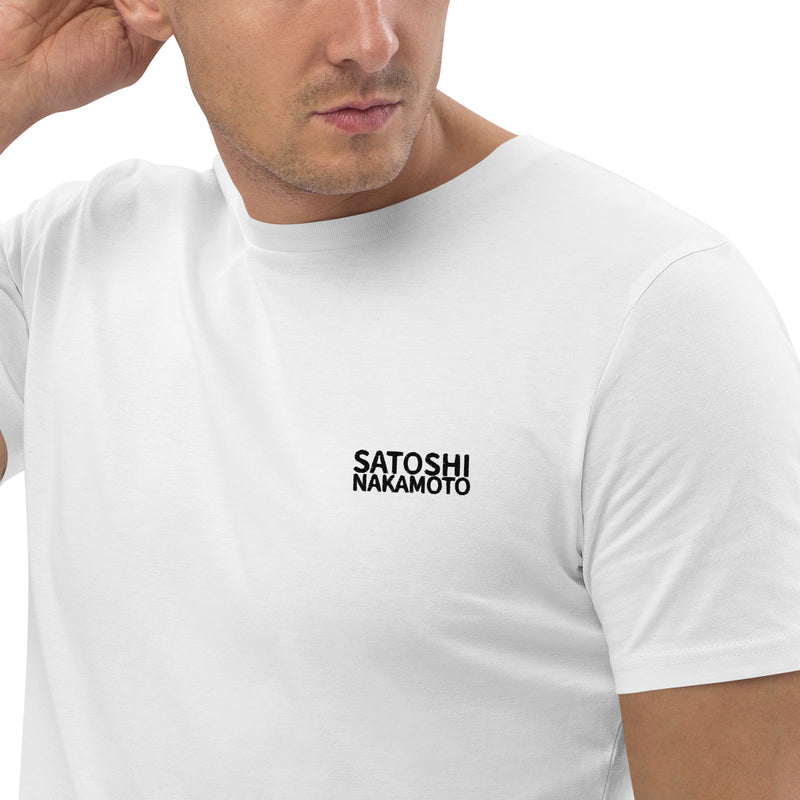 Satoshi Nakamoto Embroidered Men's Organic Cotton | Bitcoin T-Shirt