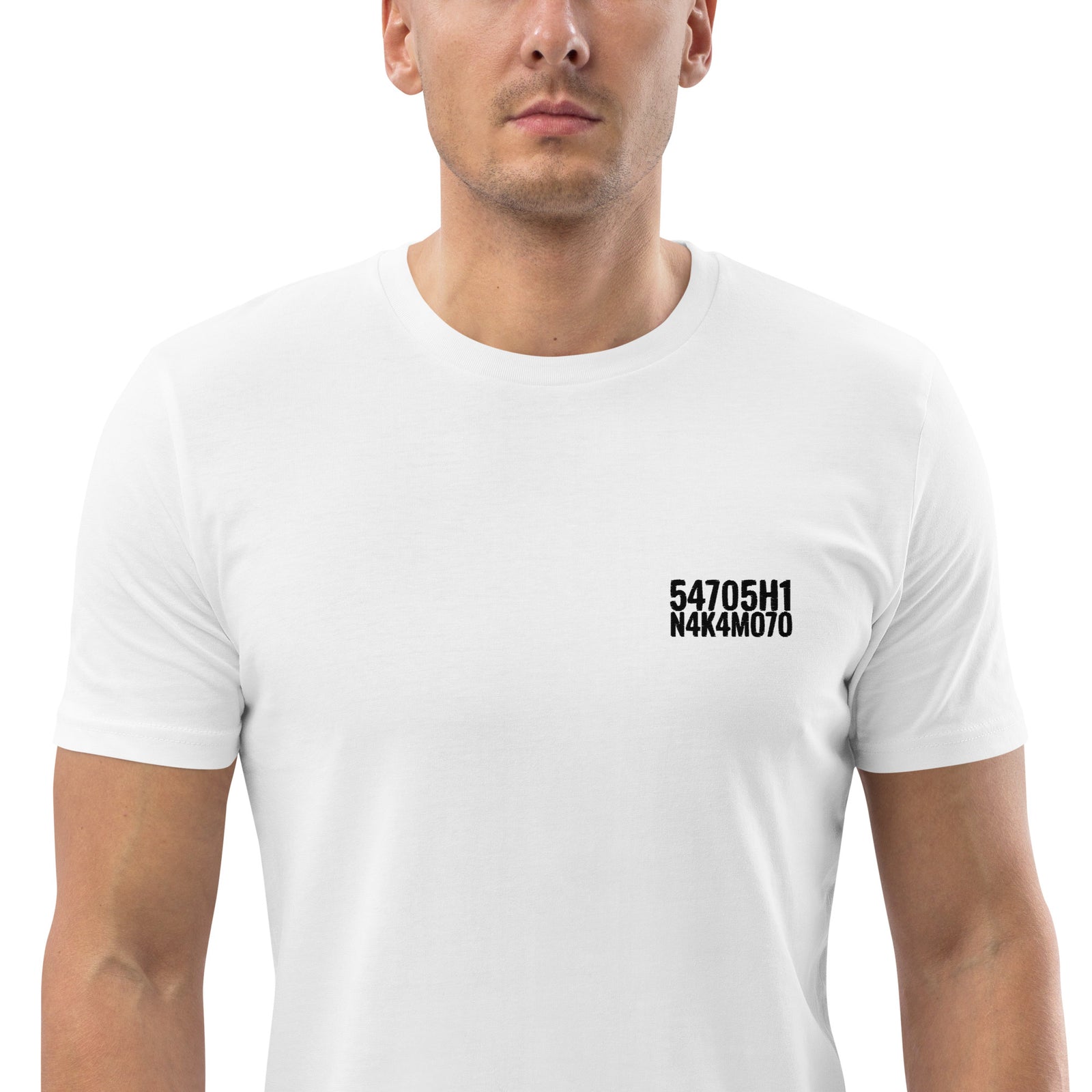 Satoshi Nakamoto Embroidered Men's Organic Cotton | Bitcoin T-Shirt