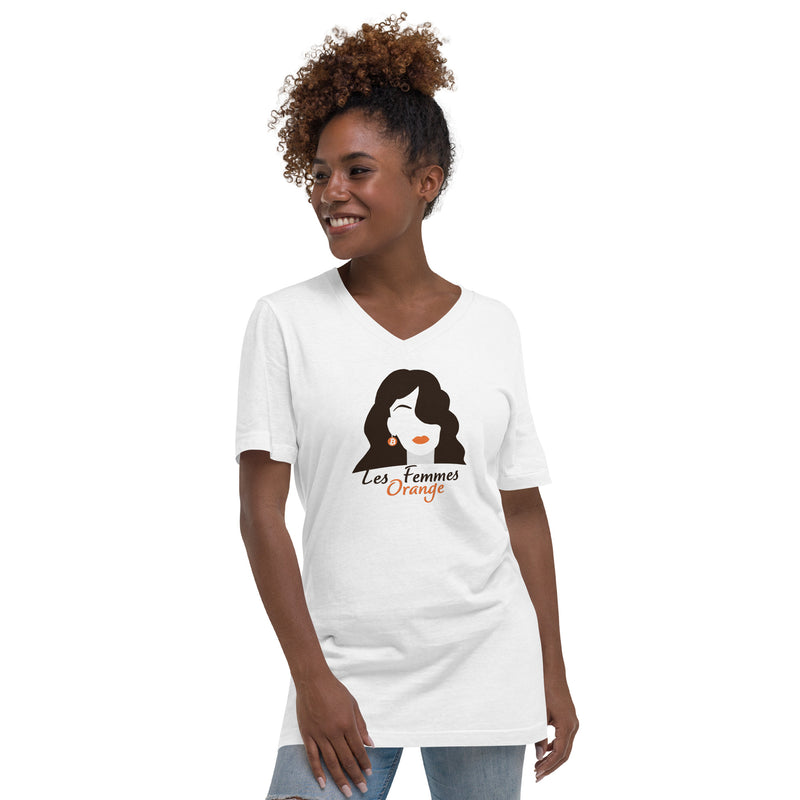 Les Femmes Orange Women's V-Neck | Bitcoin T-Shirt