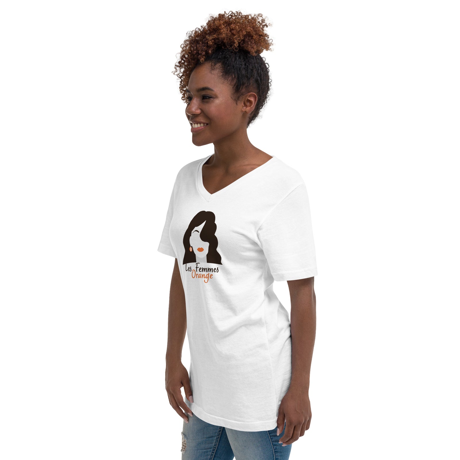 Les Femmes Orange Women's V-Neck | Bitcoin T-Shirt