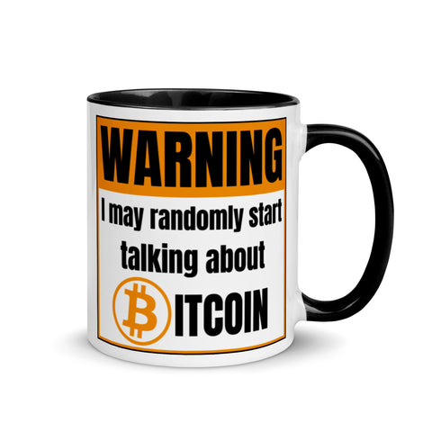 Bitcoin Warning Tasse mit gefärbter Innenseite