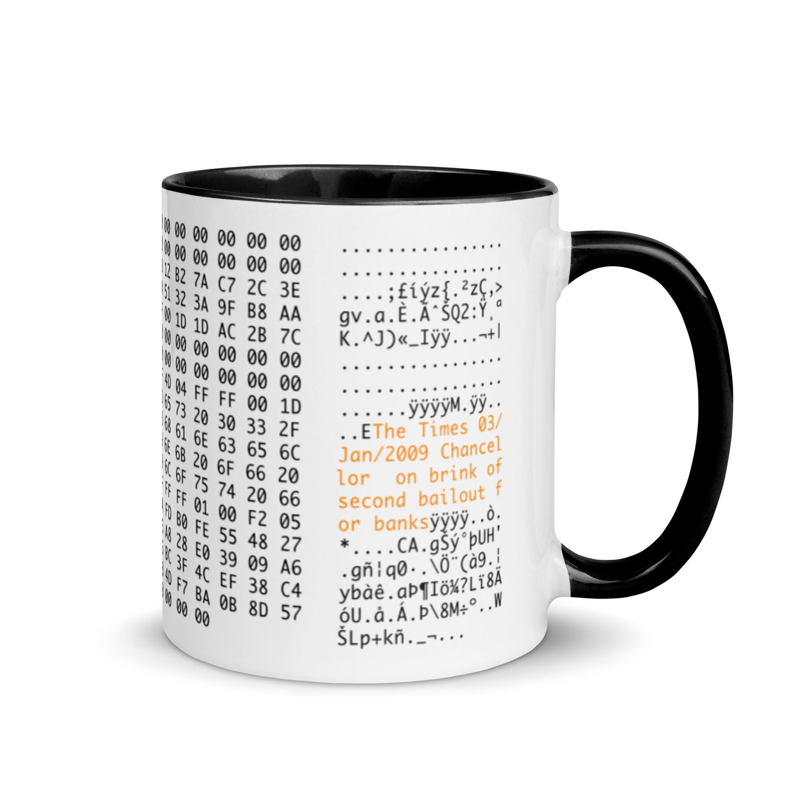 Bitcoin Genesis Block Mug with Color Inside