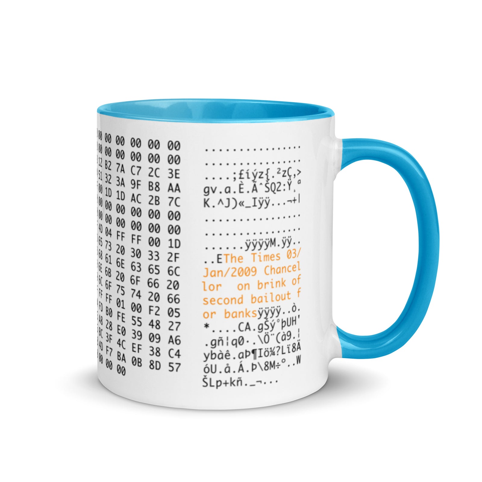 Bitcoin Genesis Block Mug with Color Inside