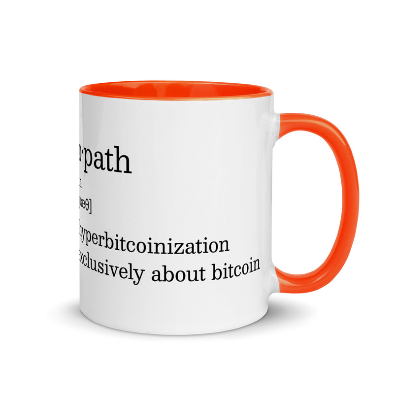 Bitcoin Psychopath Tasse mit gefärbter Innenseite