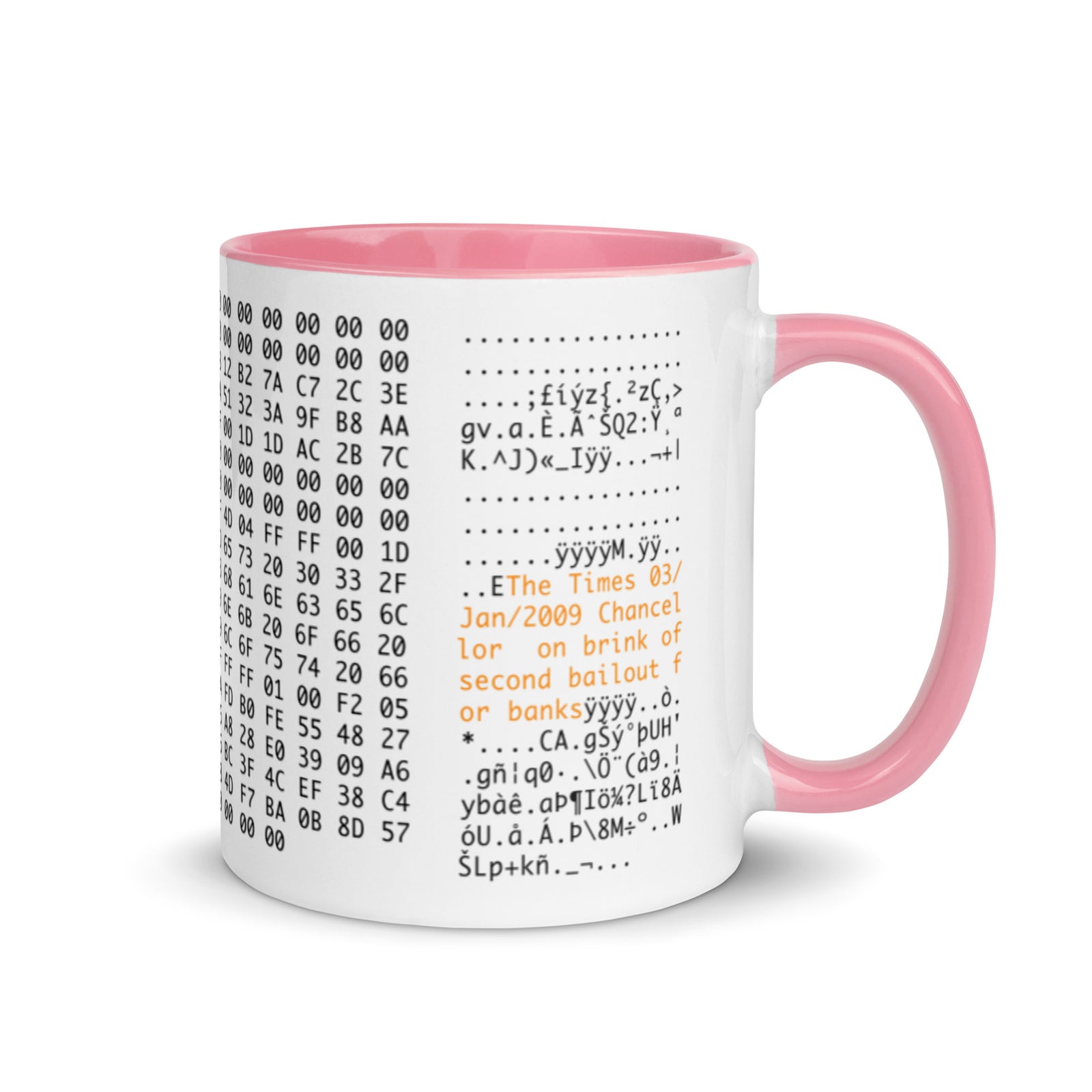 Bitcoin Genesis Block Mug with Color Inside