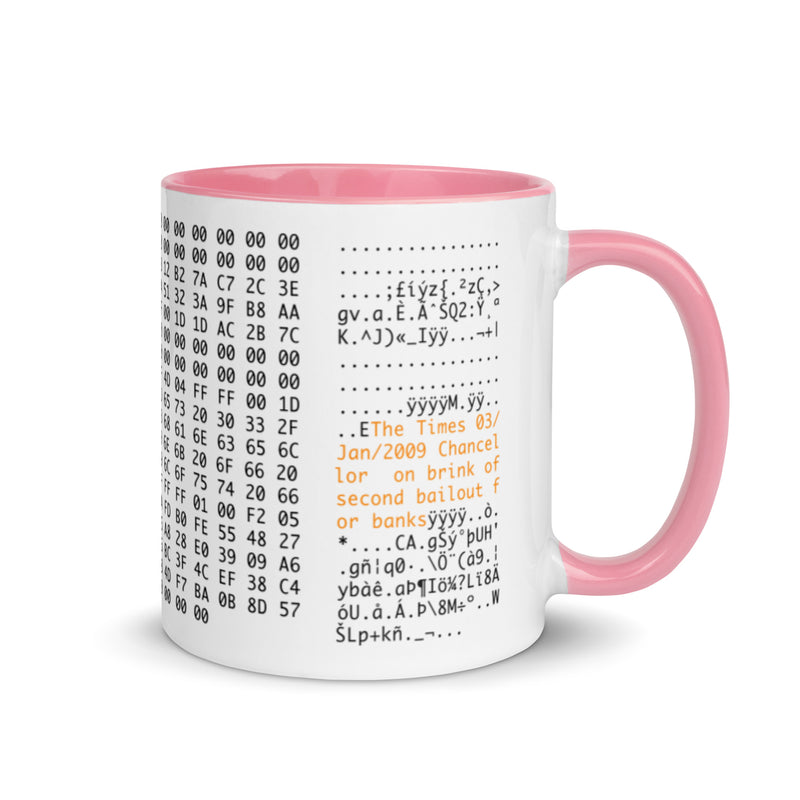 Bitcoin Genesis Block Mug with Color Inside