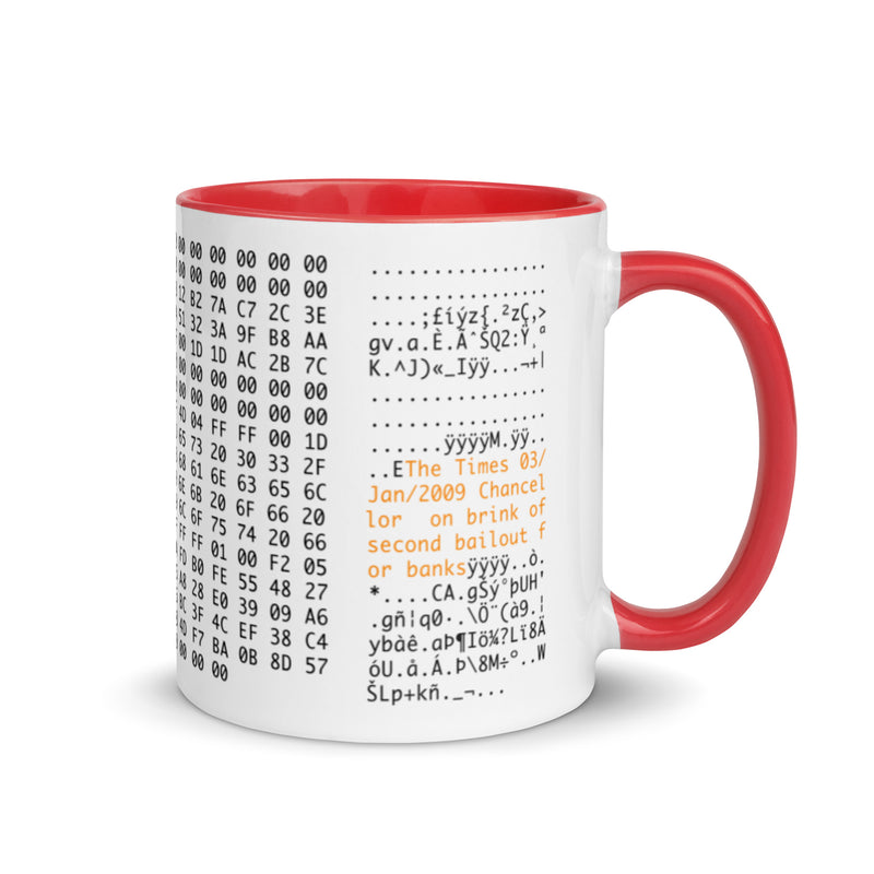 Bitcoin Genesis Block Mug with Color Inside