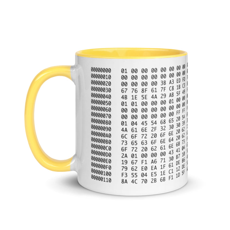 Bitcoin Genesis Block Mug with Color Inside