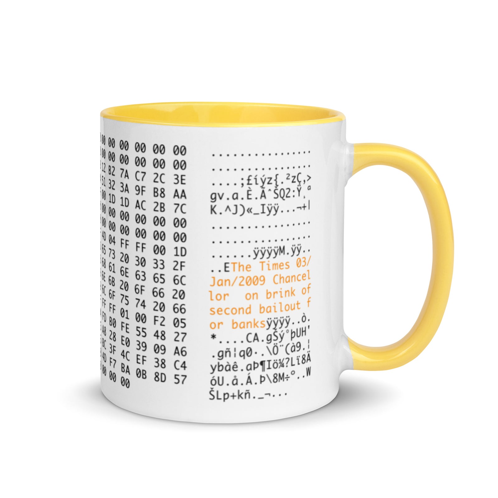 Bitcoin Genesis Block Mug with Color Inside