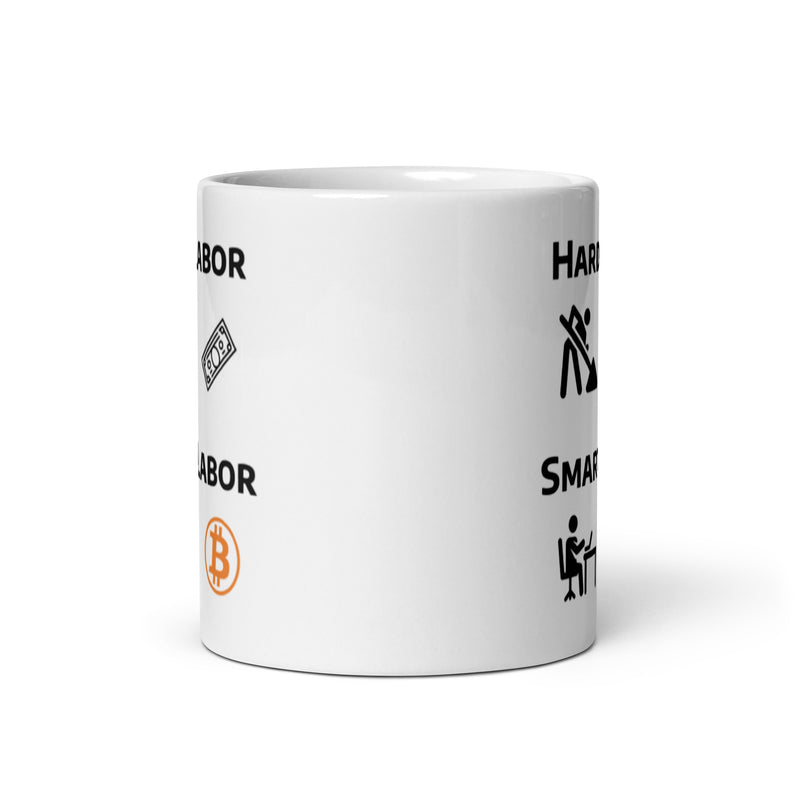 Bitcoin Smart Labor White Glossy Mug