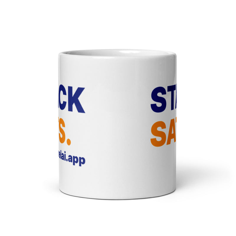 Relai Stack Sats White Glossy | Bitcoin Mug