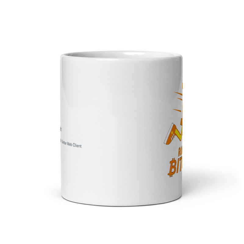 Running Bitcoin White Glossy Mug