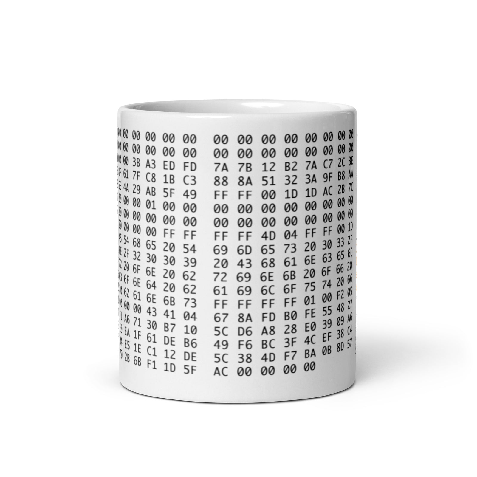 Bitcoin Genesis Block White Glossy Mug