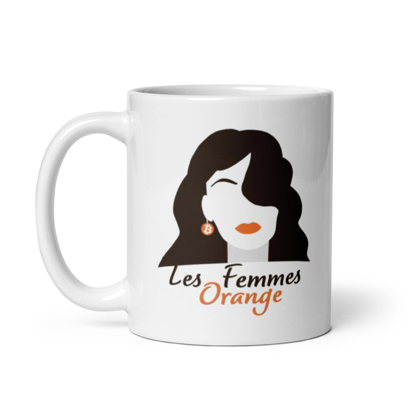 Les Femmes Orange White Glossy | Bitcoin Mug