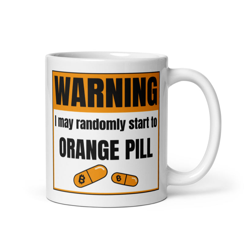 Bitcoin Warning weiße Tasse