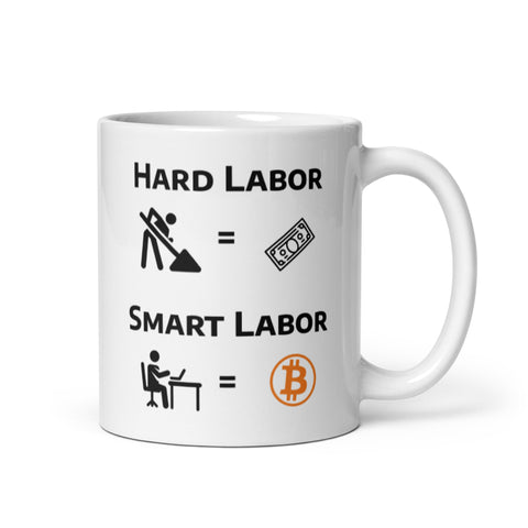 Bitcoin Smart Labor White Glossy Mug