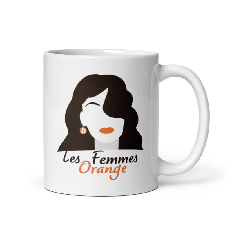 Les Femmes Orange White Glossy | Bitcoin Mug