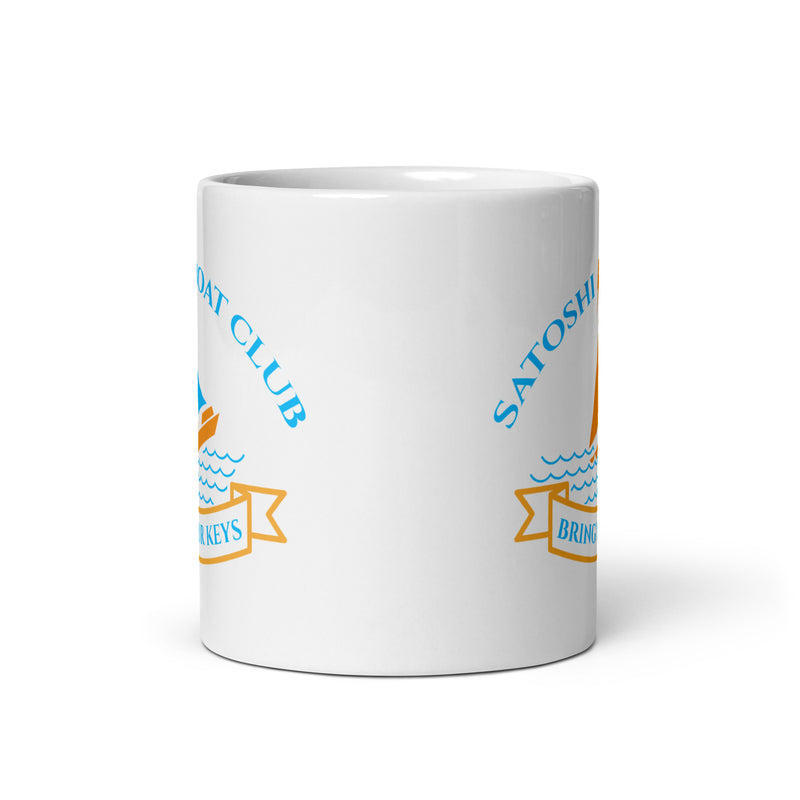 Satoshi Boat Club White Glossy | Bitcoin Mug