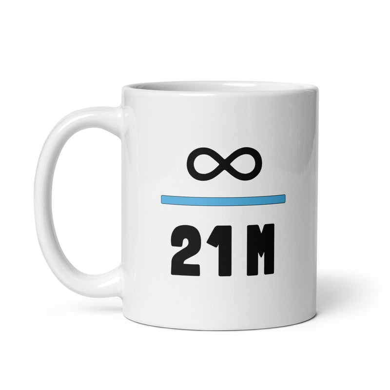 Infinity Divided by 21 Mio Knut Svanholm White Glossy | Bitcoin Mug