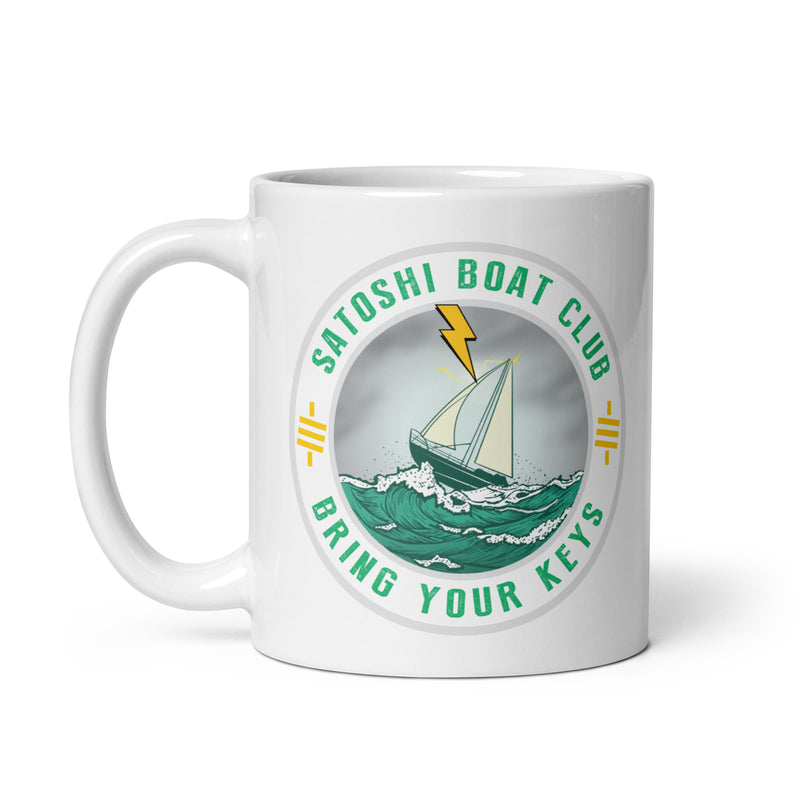 Satoshi Boat Club White Glossy | Bitcoin Mug