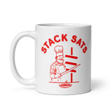 Satoshi Boat Club Stack Sats White Glossy Mug