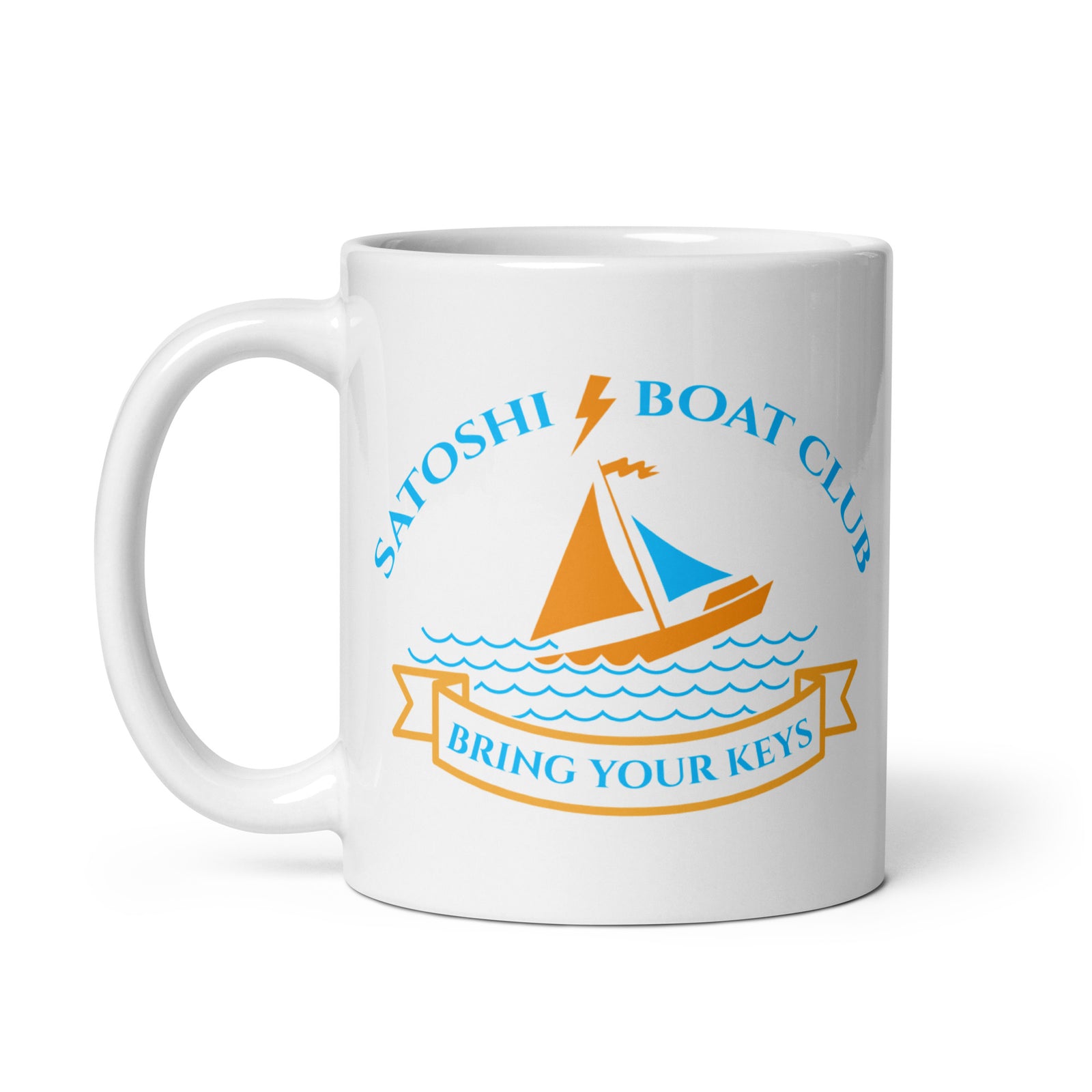 Satoshi Boat Club White Glossy | Bitcoin Mug