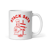 Satoshi Boat Club Stack Sats White Glossy Mug