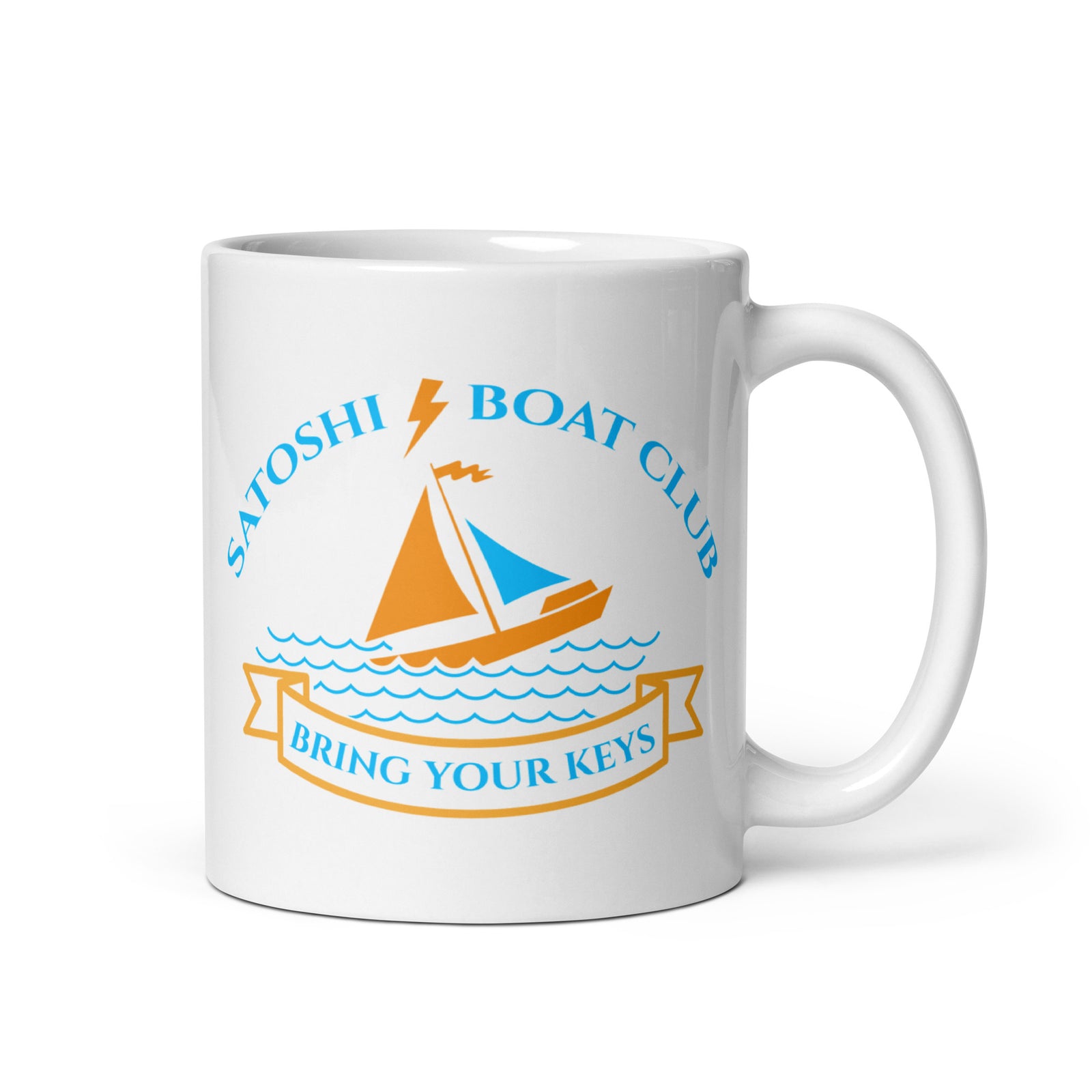 Satoshi Boat Club White Glossy | Bitcoin Mug