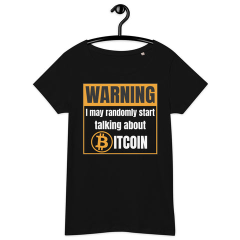 Bitcoin Warning Orange Pill Yourself Basic Bio-T-Shirt für Frauen