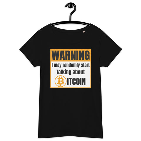 Bitcoin Warning Orange Pill Yourself Basic Bio-T-Shirt für Frauen