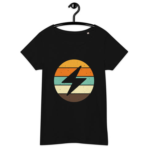 Bitcoin Lightning Retro Bio-T-Shirt für Frauen