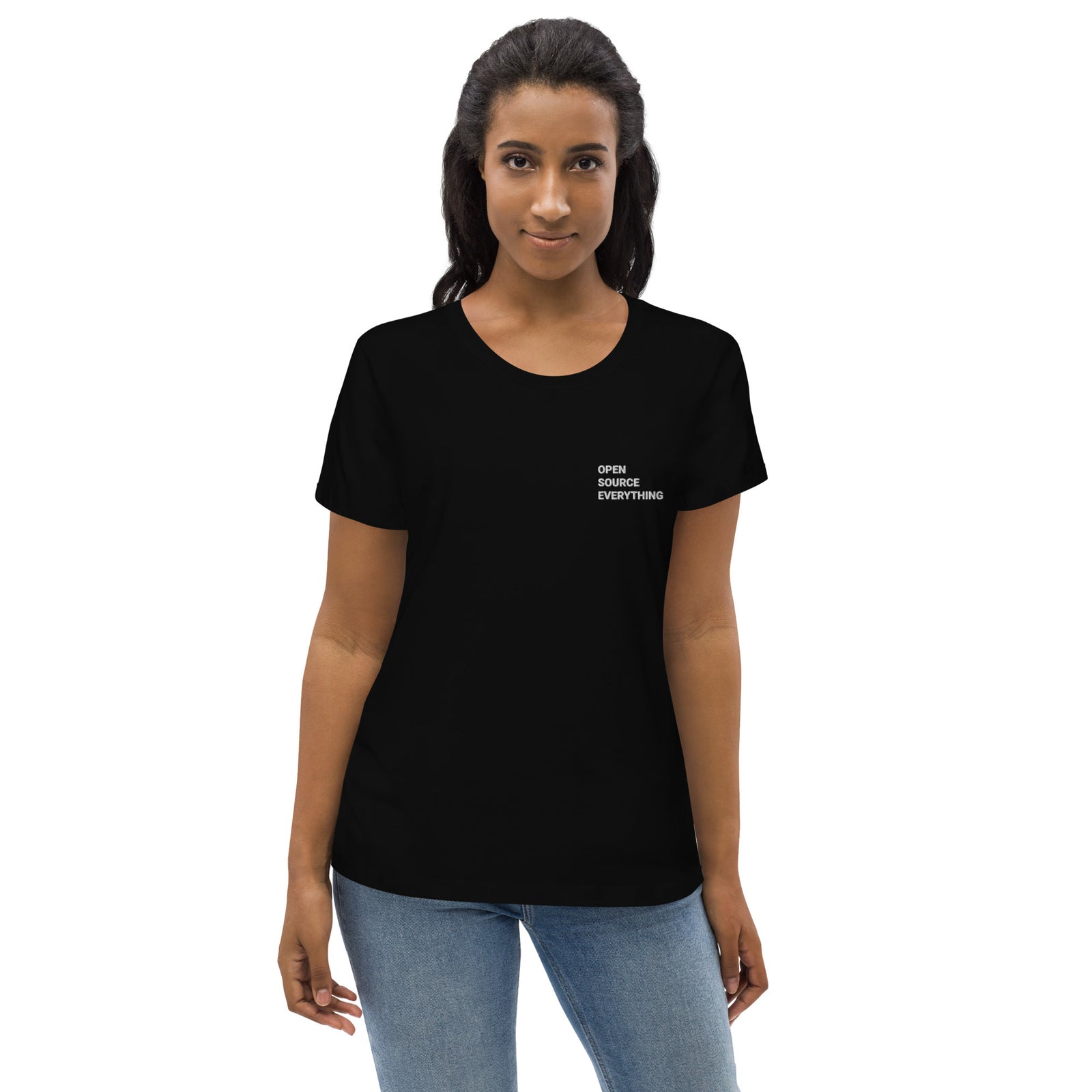 Open Source Everything Embroidered Women's Organic Cotton | Bitcoin T-Shirt