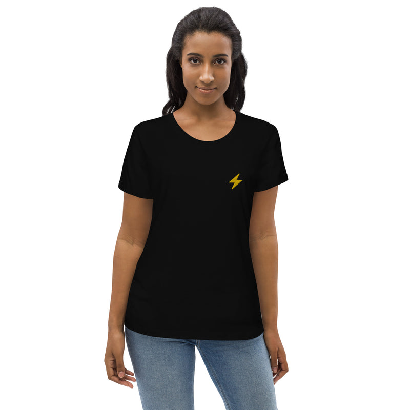 Lightning Embroidered Women's Organic Cotton | Bitcoin T-Shirt
