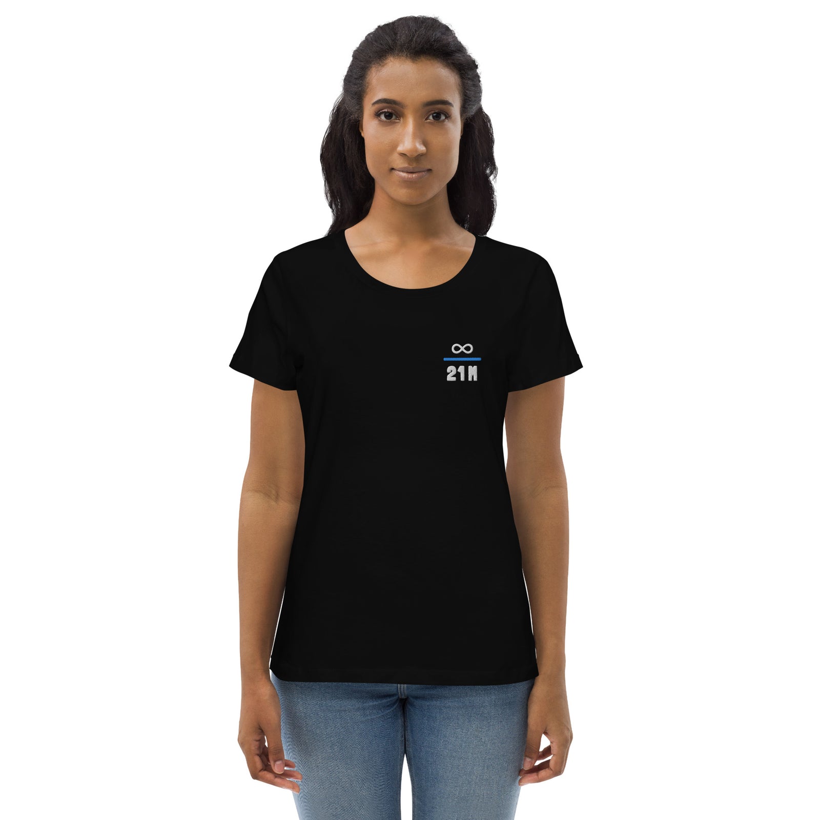 Infinity Divided by 21 Mio Knut Svanholm Embroidered Women's Organic Cotton | Bitcoin T-Shirt