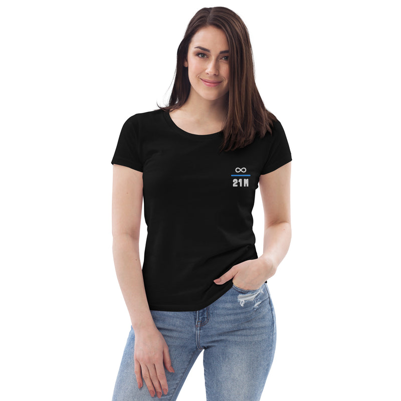 Infinity Divided by 21 Mio Knut Svanholm Embroidered Women's Organic Cotton | Bitcoin T-Shirt