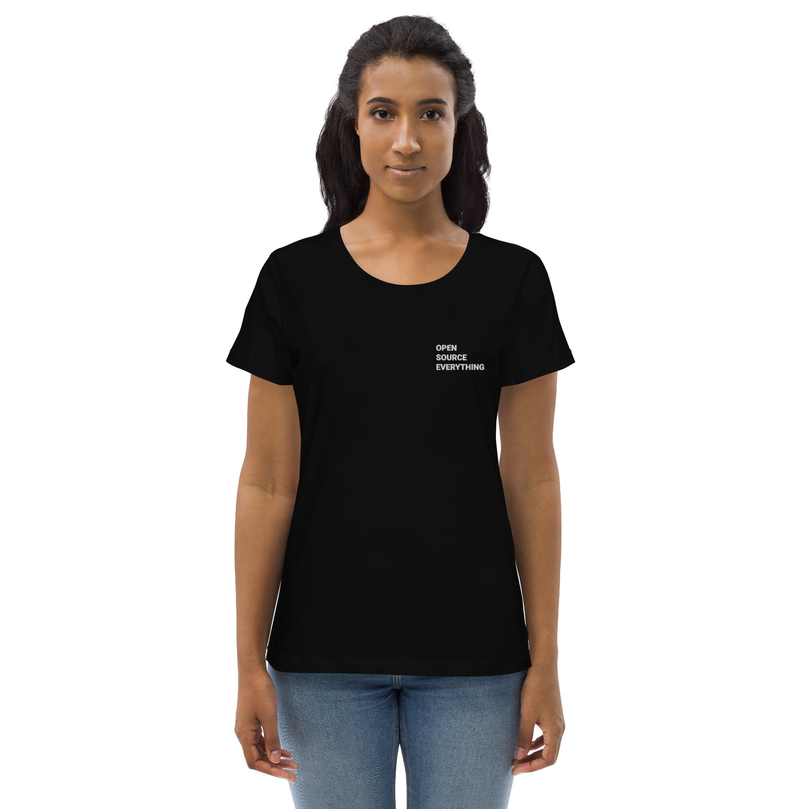 Open Source Everything Embroidered Women's Organic Cotton | Bitcoin T-Shirt