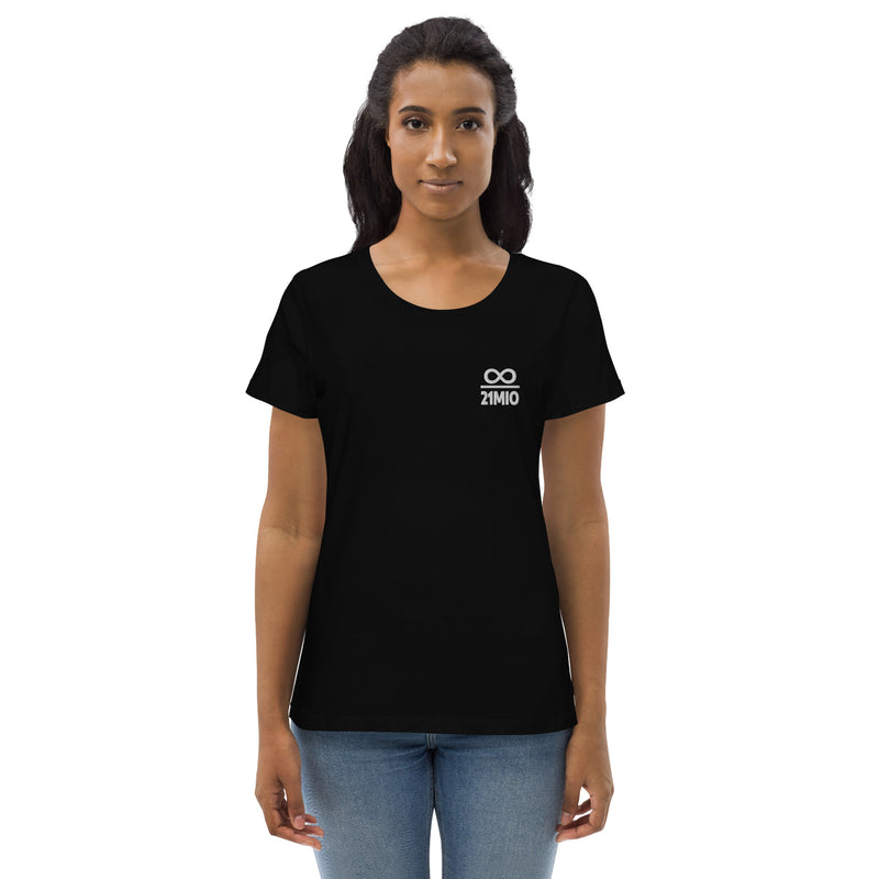 Infinity divided by 21 Mio Embroidered Women's Organic Cotton | Bitcoin T-Shirt