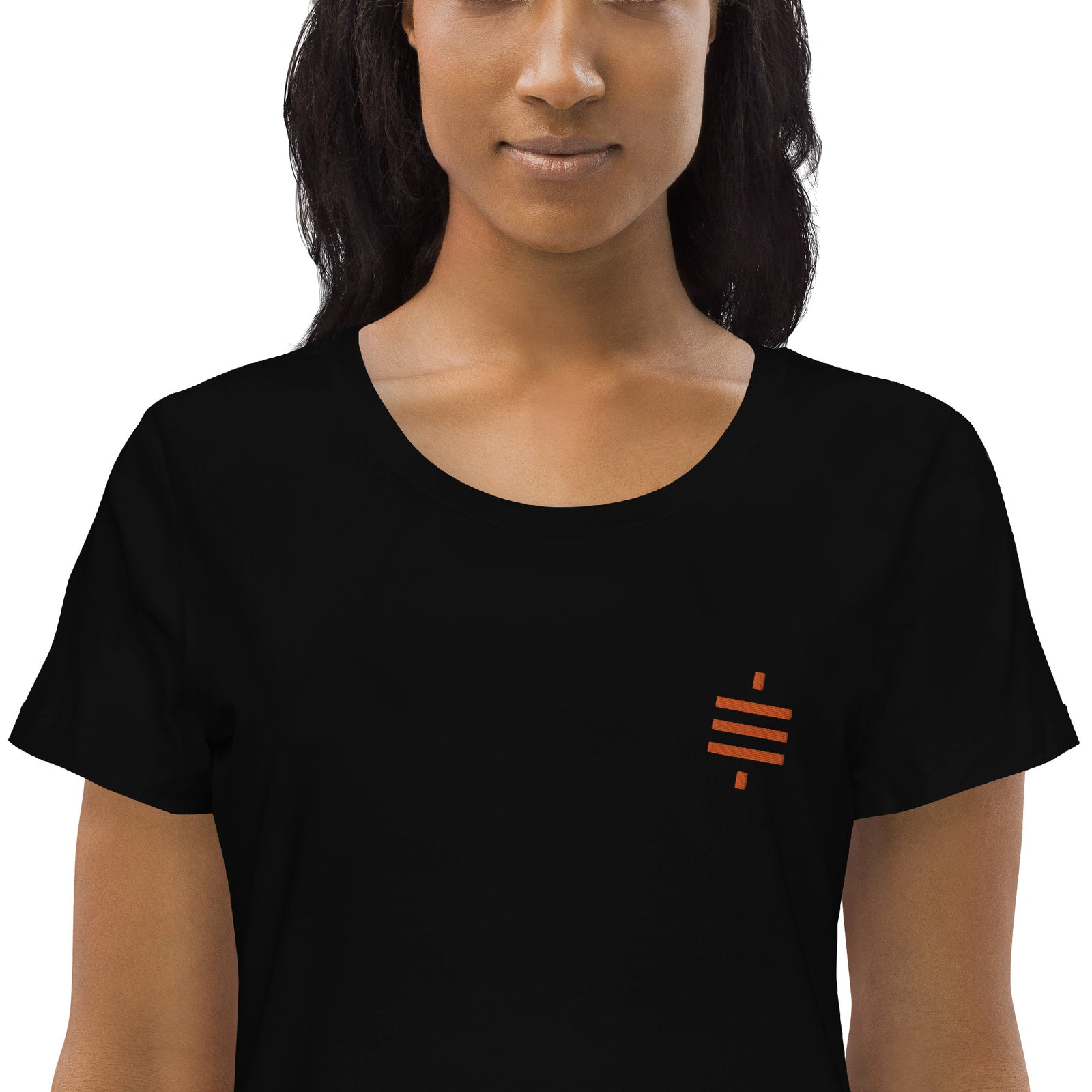 Satsymbol Embroidered Women's Organic Cotton | Bitcoin T-Shirt
