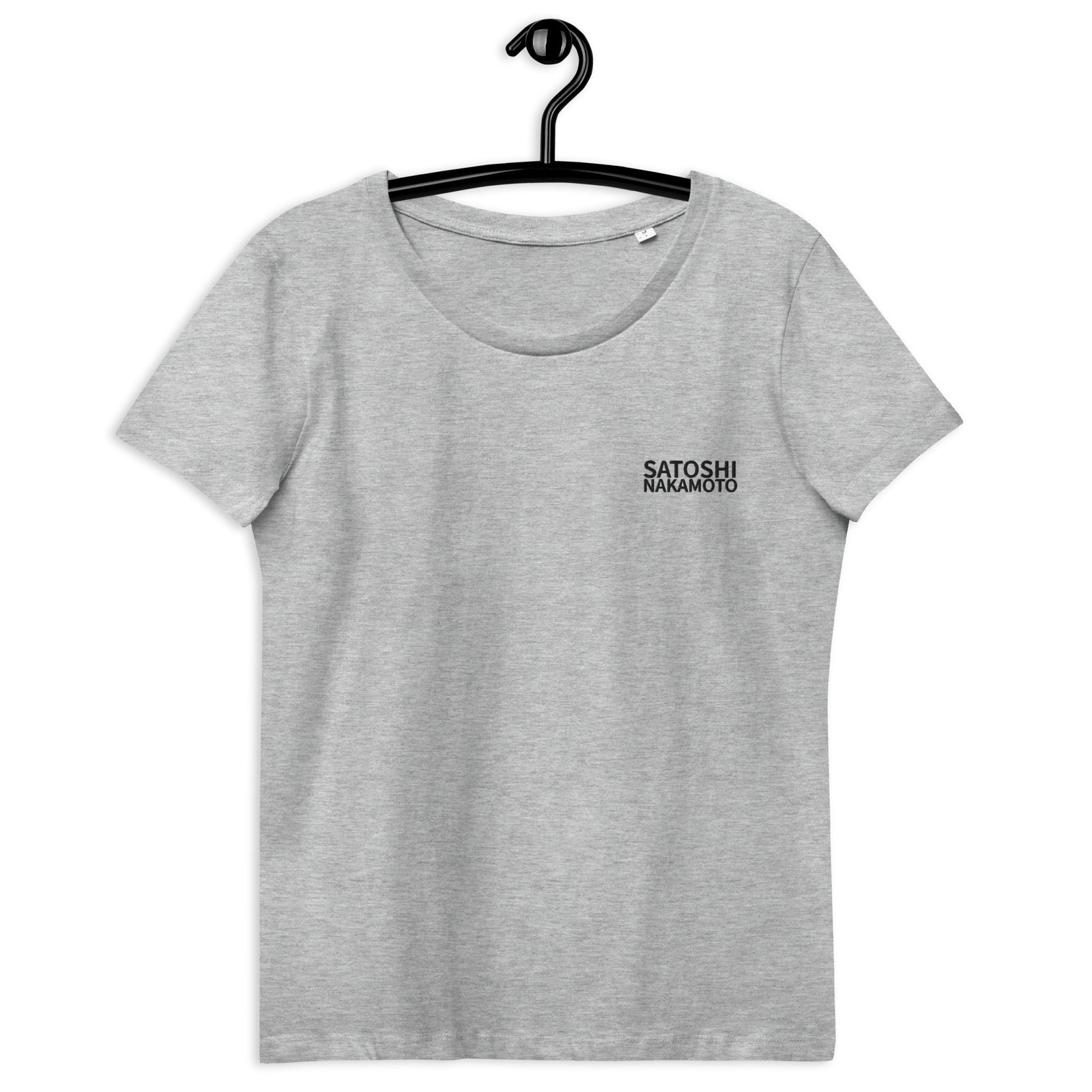 Satoshi Nakamoto Embroidered Women's Organic Cotton | Bitcoin T-Shirt