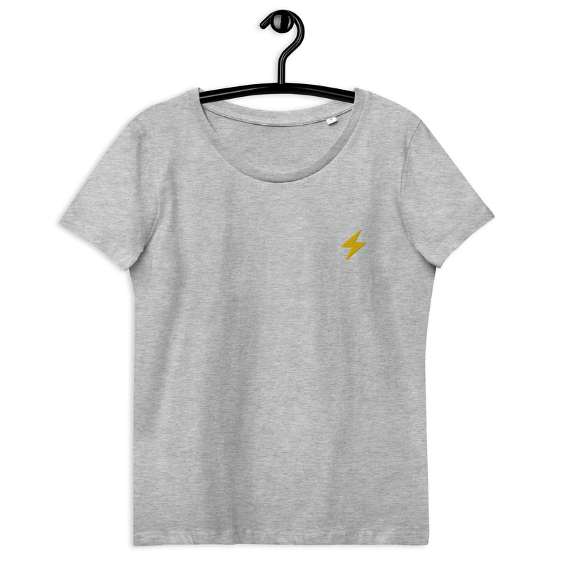 Lightning Embroidered Women's Organic Cotton | Bitcoin T-Shirt