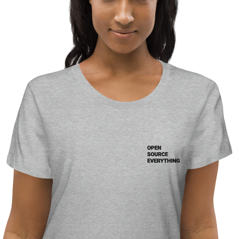 Open Source Everything Embroidered Women's Organic Cotton | Bitcoin T-Shirt