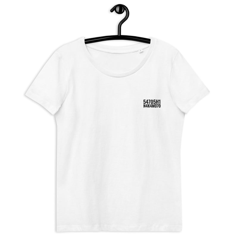 Satoshi Nakamoto Embroidered Women's Organic Cotton | Bitcoin T-Shirt