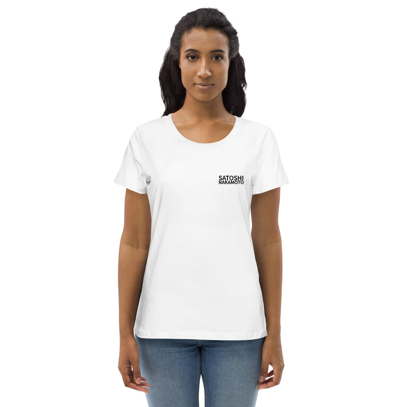 Satoshi Nakamoto Embroidered Women's Organic Cotton | Bitcoin T-Shirt