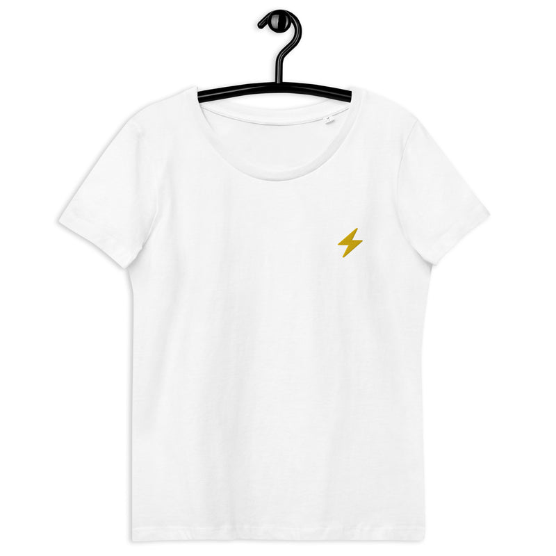 Lightning Embroidered Women's Organic Cotton | Bitcoin T-Shirt