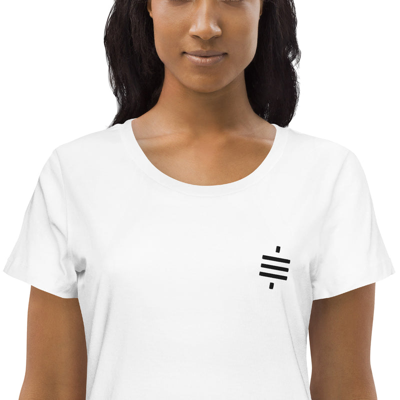 Satsymbol Embroidered Women's Organic Cotton | Bitcoin T-Shirt